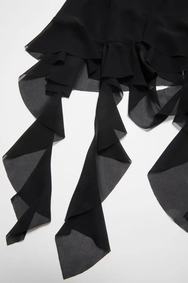 Acne Studios Ruffle Strap Dress Black Women Dresses