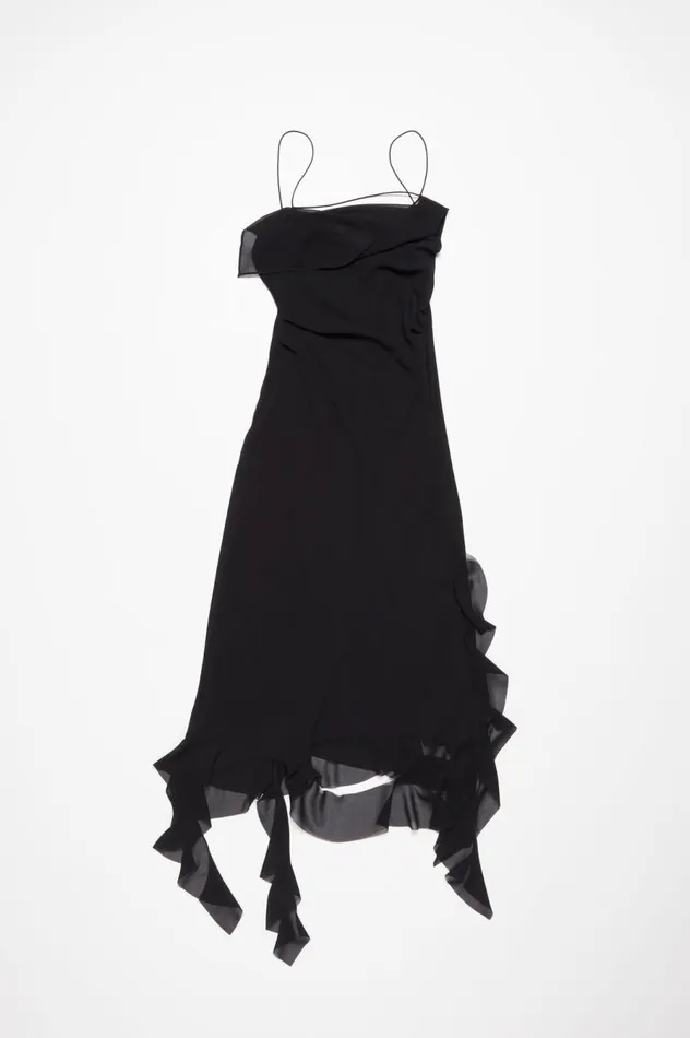 Acne Studios Ruffle Strap Dress Black Women Dresses