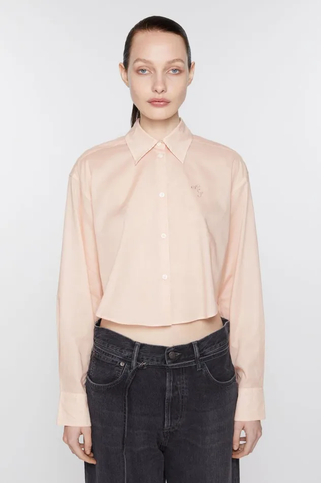 Acne Studios Shirt Logo Embroidery Dusty Pink Women Shirts and Blouses