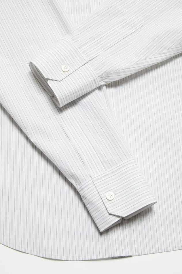 Acne Studios Stripe Shirt Olive Greenwhite Women Shirts and Blouses