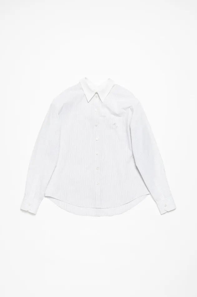 Acne Studios Stripe Shirt Olive Greenwhite Women Shirts and Blouses