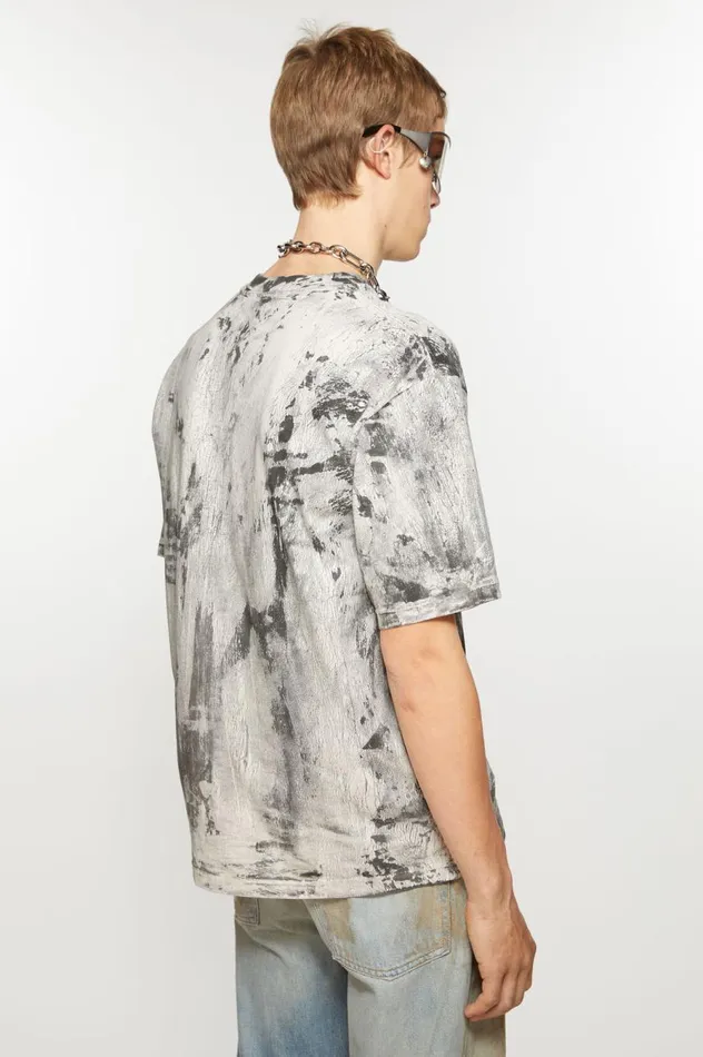 Acne Studios Tshirt Plaster Print Faded Black Men Tshirts