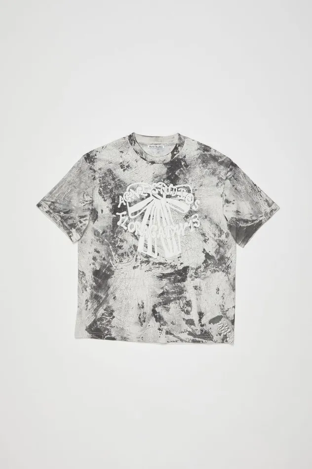Acne Studios Tshirt Plaster Print Faded Black Men Tshirts