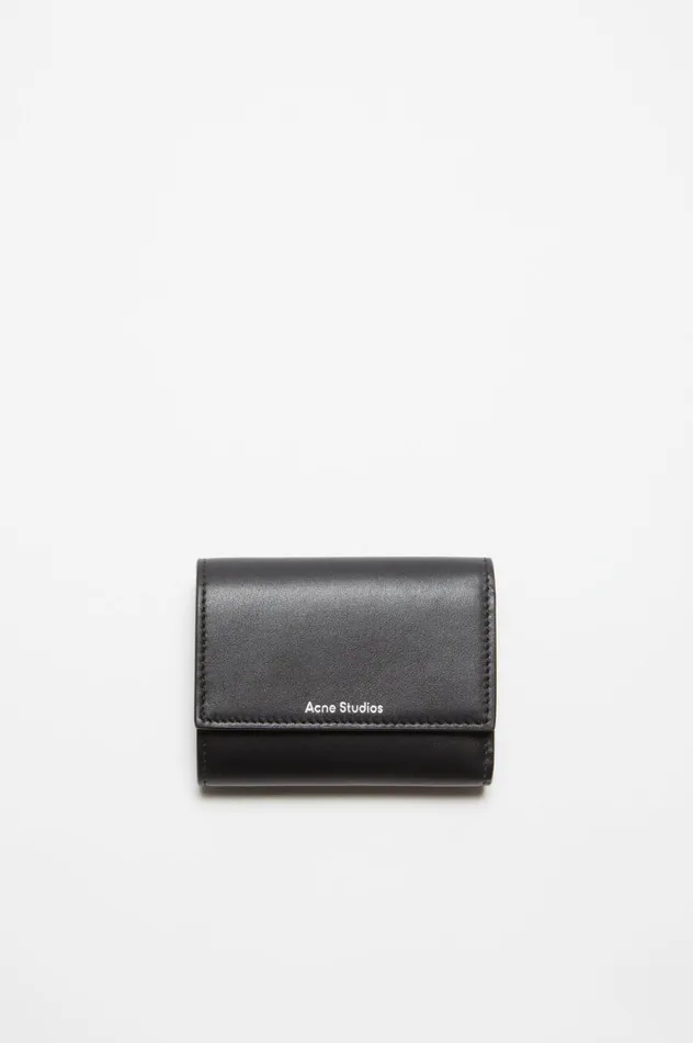 Acne Studios Trifold Leather Wallet Black Women Small Leather Goods