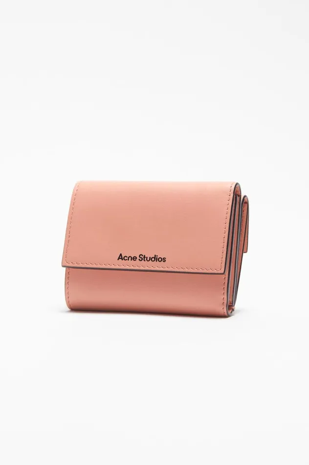 Acne Studios Trifold Leather Wallet Salmon Pink Women Small Leather Goods