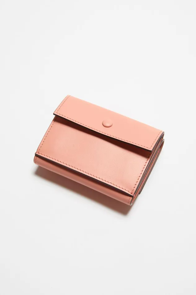 Acne Studios Trifold Leather Wallet Salmon Pink Women Small Leather Goods