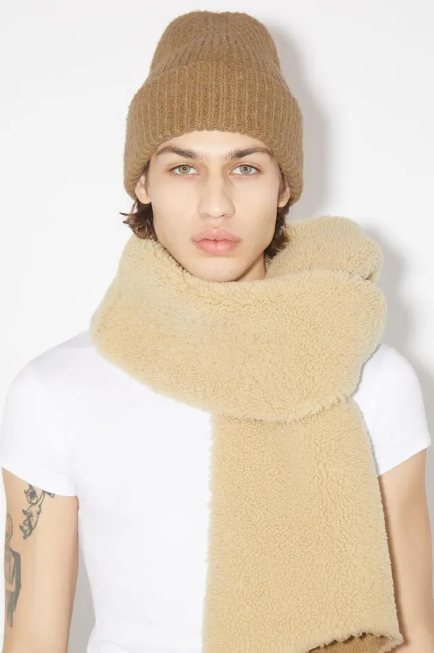 Acne Studios Wool Blend Beanie Camel Brown Men Hats