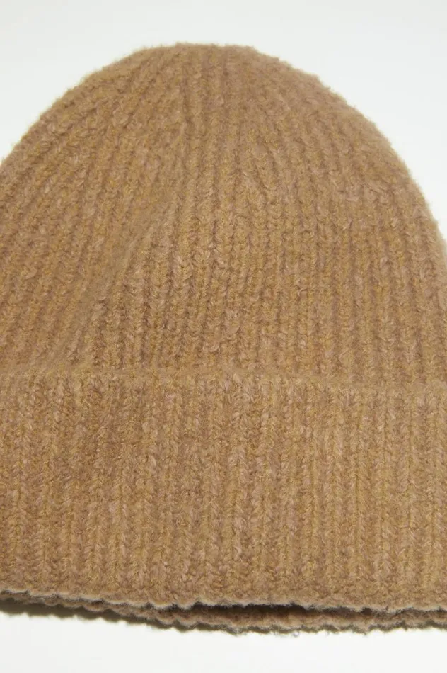 Acne Studios Wool Blend Beanie Camel Brown Men Hats