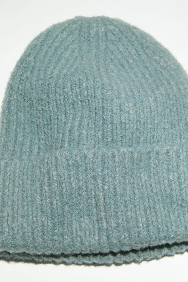 Acne Studios Wool Blend Beanie Mineral Blue Women Hats