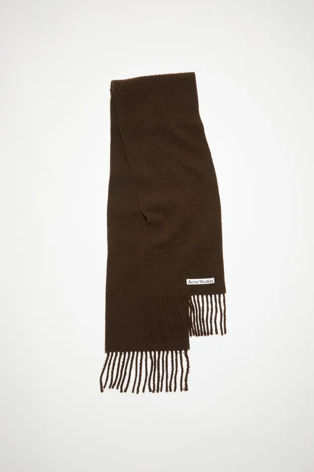 Acne Studios Wool Fringe Scarf Chocolate Brown Women Scarves