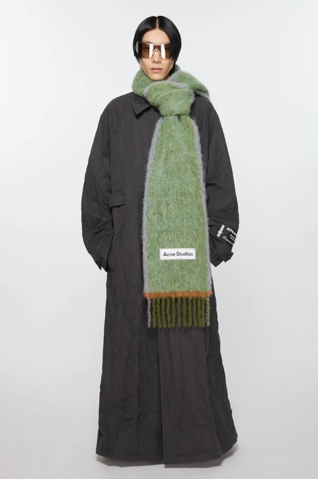 Acne Studios Wool Mohair Scarf 8211 Narrow Grass Green Men Scarves
