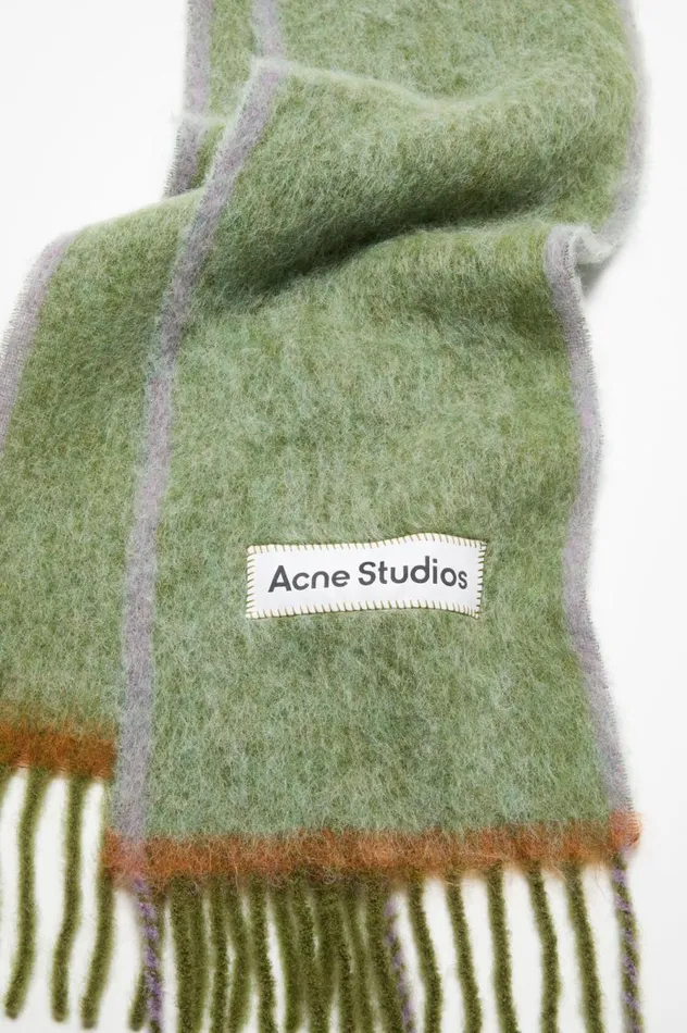 Acne Studios Wool Mohair Scarf 8211 Narrow Grass Green Men Scarves