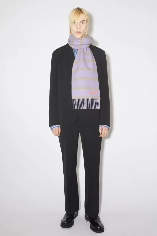 Acne Studios Wool Scarf Pink Label 8211 Narrow Lilacyellow Women Scarves