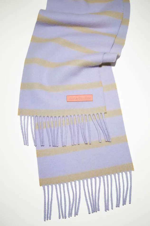 Acne Studios Wool Scarf Pink Label 8211 Narrow Lilacyellow Women Scarves