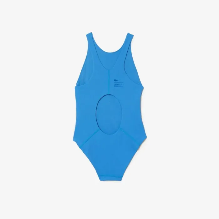 Activewear Women Lacoste Womens OnePiece Recycled Polyamide Swimsuit Ethereal Blue L99