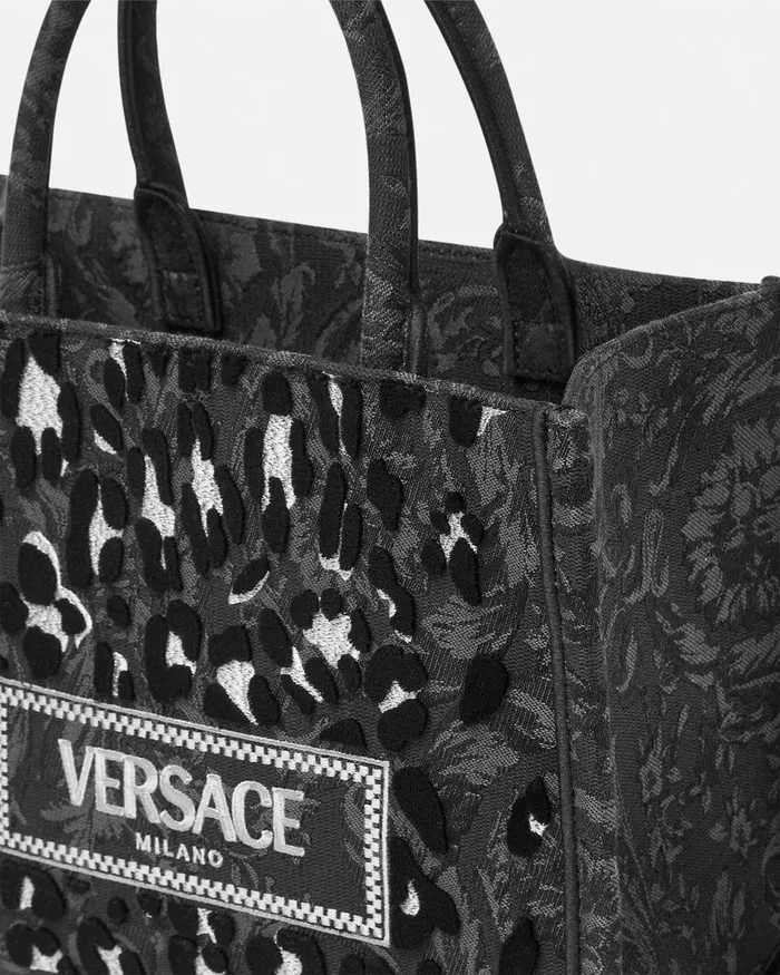 Athena Women Versace Leopard Athena Small Tote Bag Blackprint