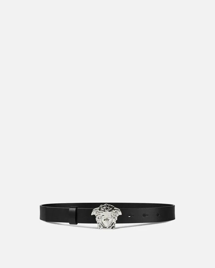 Bags and Accessories Kids Versace La Medusa Leather Belt 25 Cm Blacksilver
