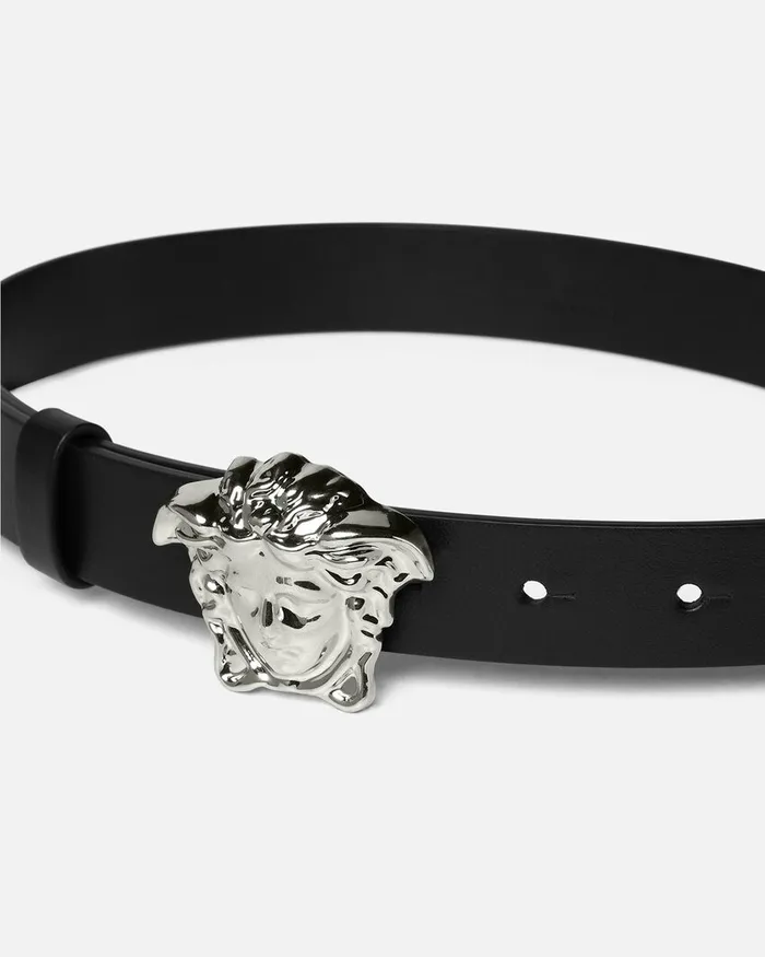 Bags and Accessories Kids Versace La Medusa Leather Belt 25 Cm Blacksilver
