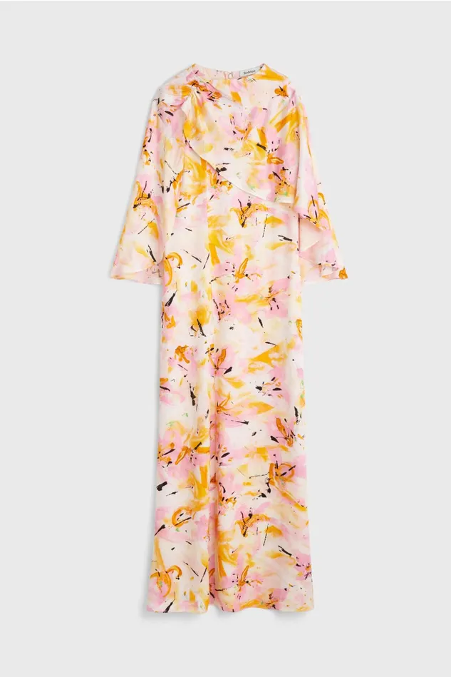 Barbara Floral Dress Whipped Cream Saffron Women Rodebjer Dresses and Caftans