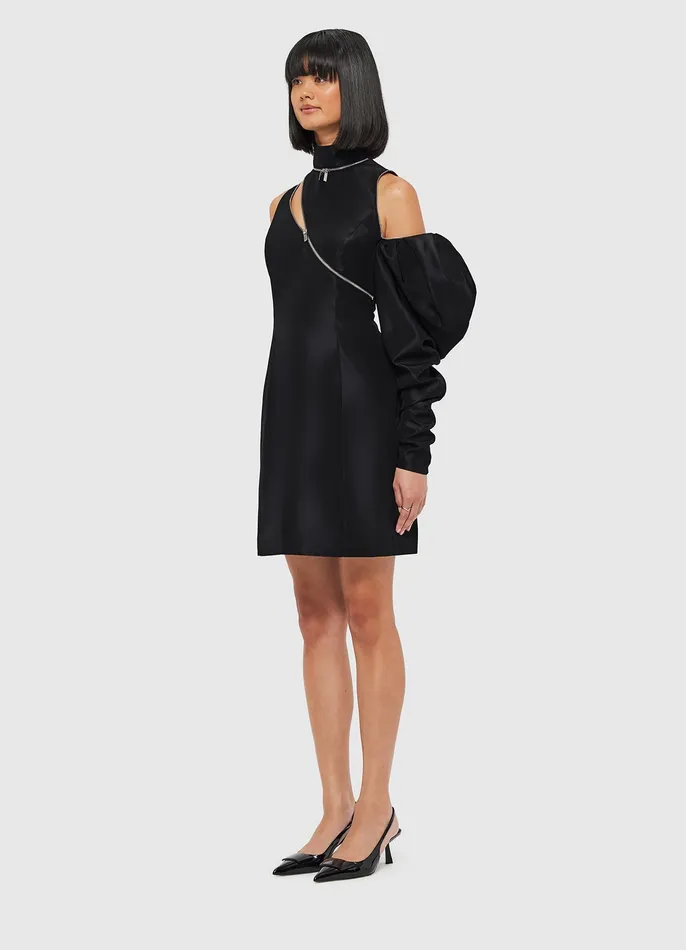 Beau One Shoulder Mini Dress 8211 Ebony Dresses and Jumpsuits LEO LIN Women