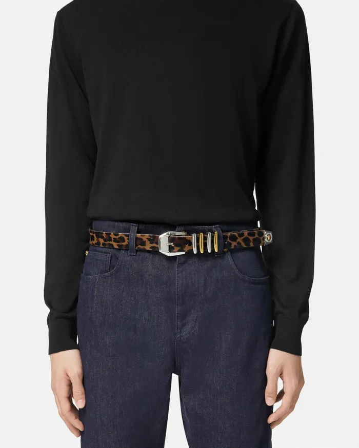 Belts Men Versace Leopard Medusa Heritage Belt 12034 Animalier
