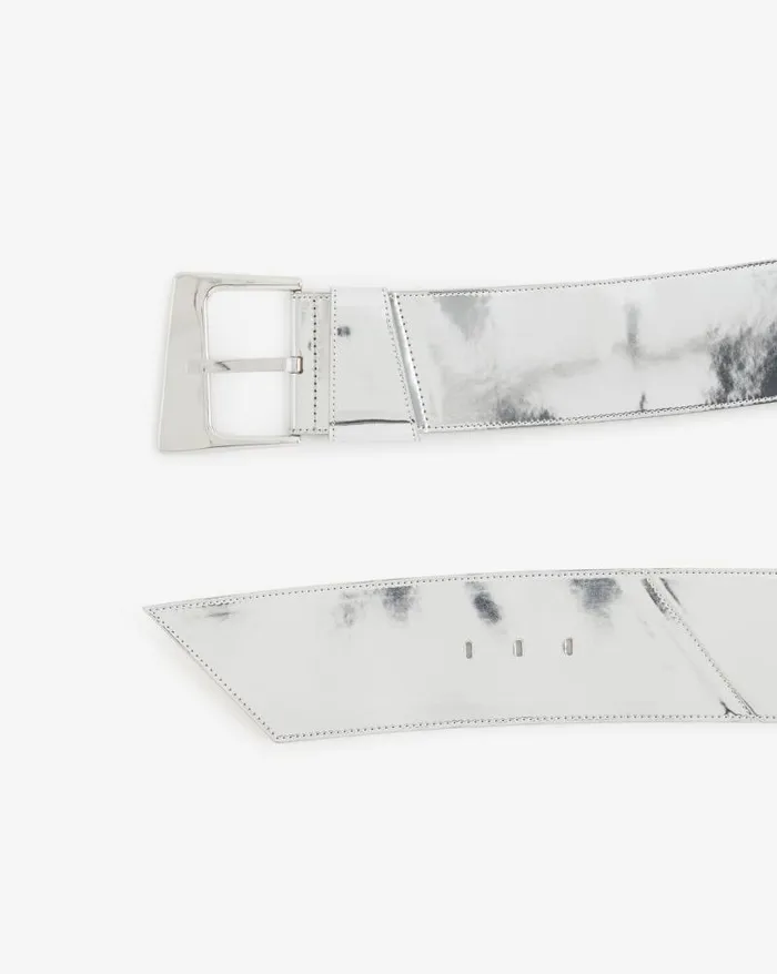 Belts Women IRO ARA MIRROR OVERSIZED BELT IN SILVERTONED LEATHER
