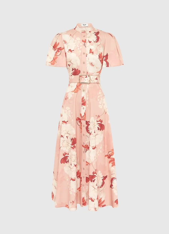 Bianca Short Sleeve Midi Dress 8211 Peony Print Dresses and Jumpsuits LEO LIN Women Bianca Short Sleeve Midi Dress 8211 Peony Print Dresses and Jumpsuits LEO LIN Women