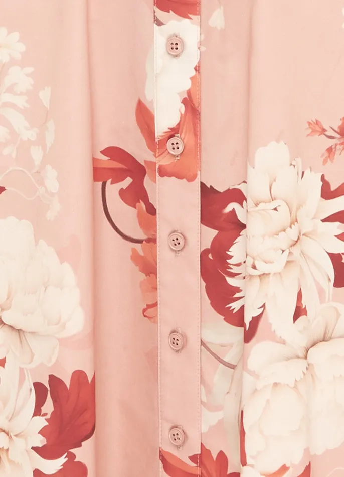 Bianca Short Sleeve Midi Dress 8211 Peony Print Dresses and Jumpsuits LEO LIN Women