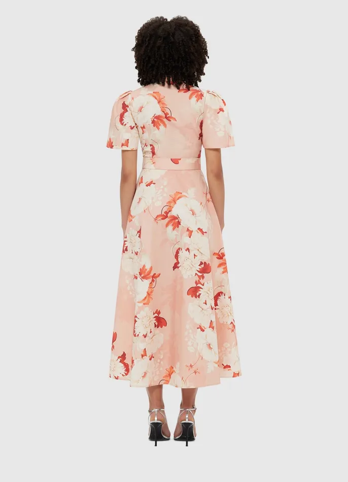 Bianca Short Sleeve Midi Dress 8211 Peony Print Dresses and Jumpsuits LEO LIN Women