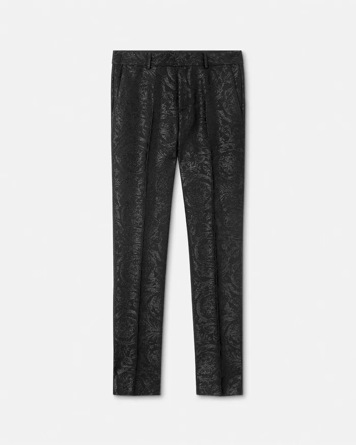 Blazers and Suits Men Versace Barocco Jacquard Formal Pants Black