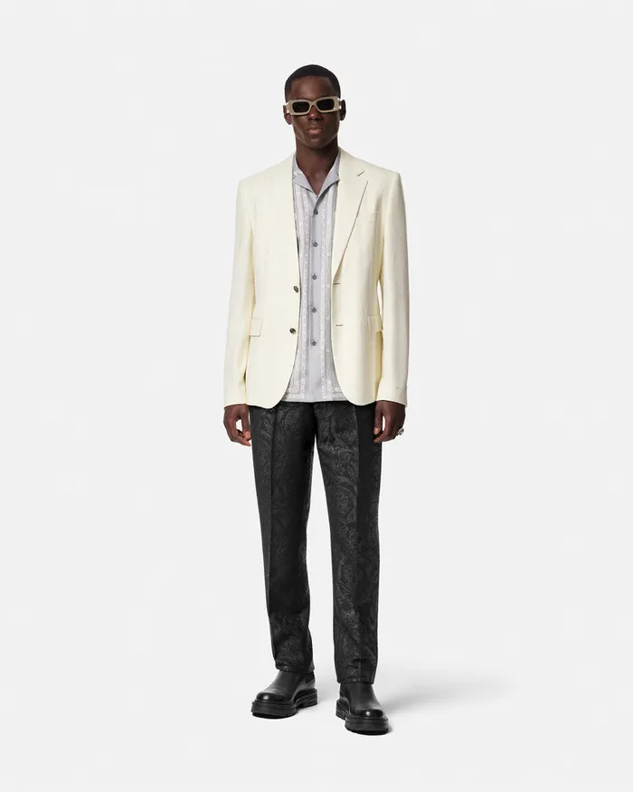 Blazers and Suits Men Versace Barocco Jacquard Formal Pants Black
