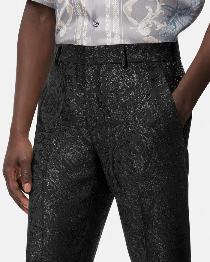 Blazers and Suits Men Versace Barocco Jacquard Formal Pants Black