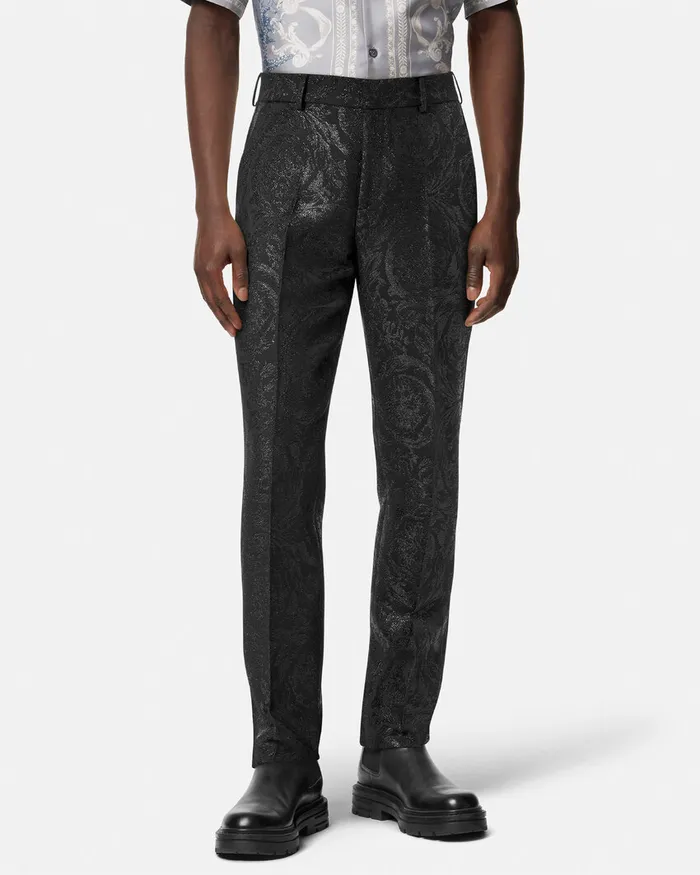 Blazers and Suits Men Versace Barocco Jacquard Formal Pants Black