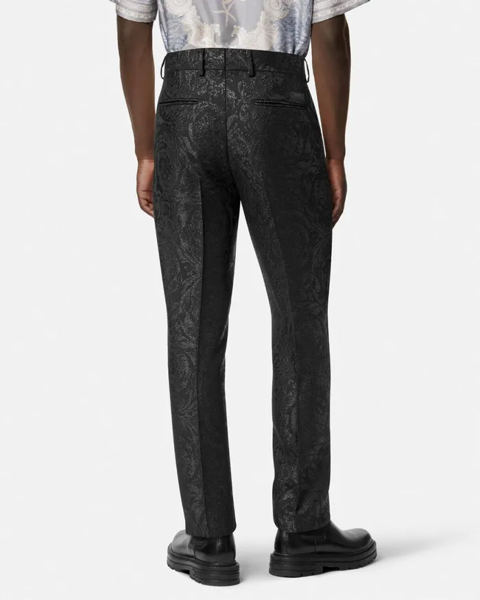 Blazers and Suits Men Versace Barocco Jacquard Formal Pants Black