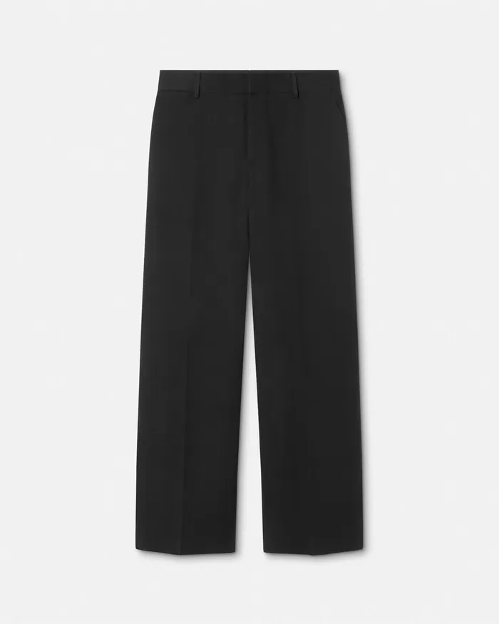 Blazers and Suits Men Versace Wool Twill Formal Pants Black