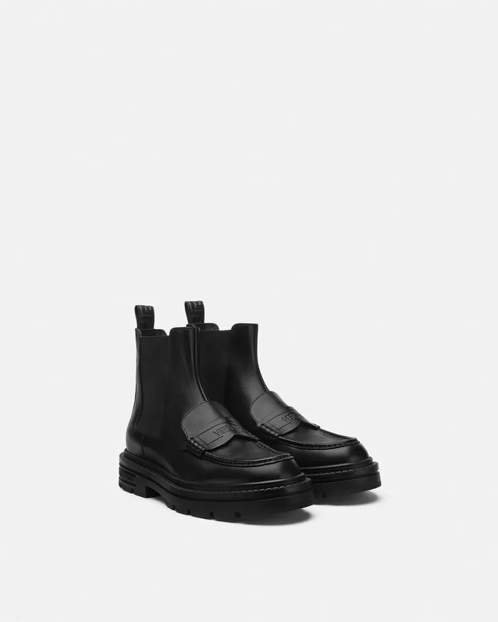 Boots Men Versace Adriano Loafer Boots Black