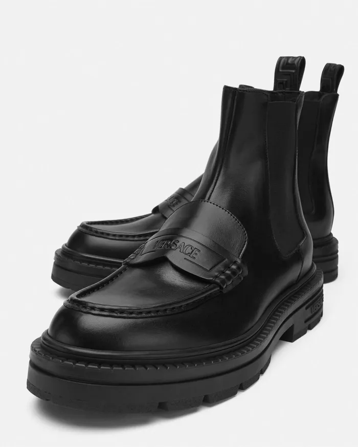 Boots Men Versace Adriano Loafer Boots Black