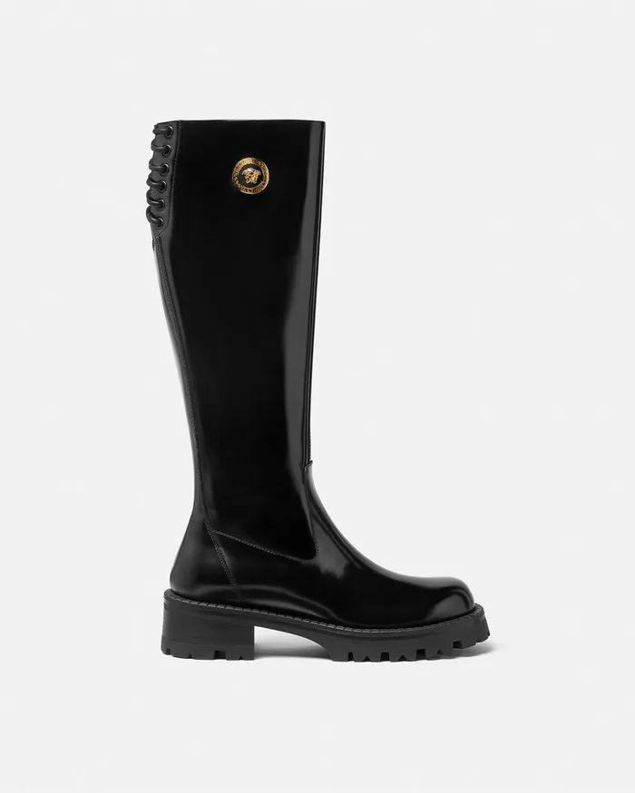 Boots Women Versace Alia KneeHigh Boots 35 Mm Blackgold