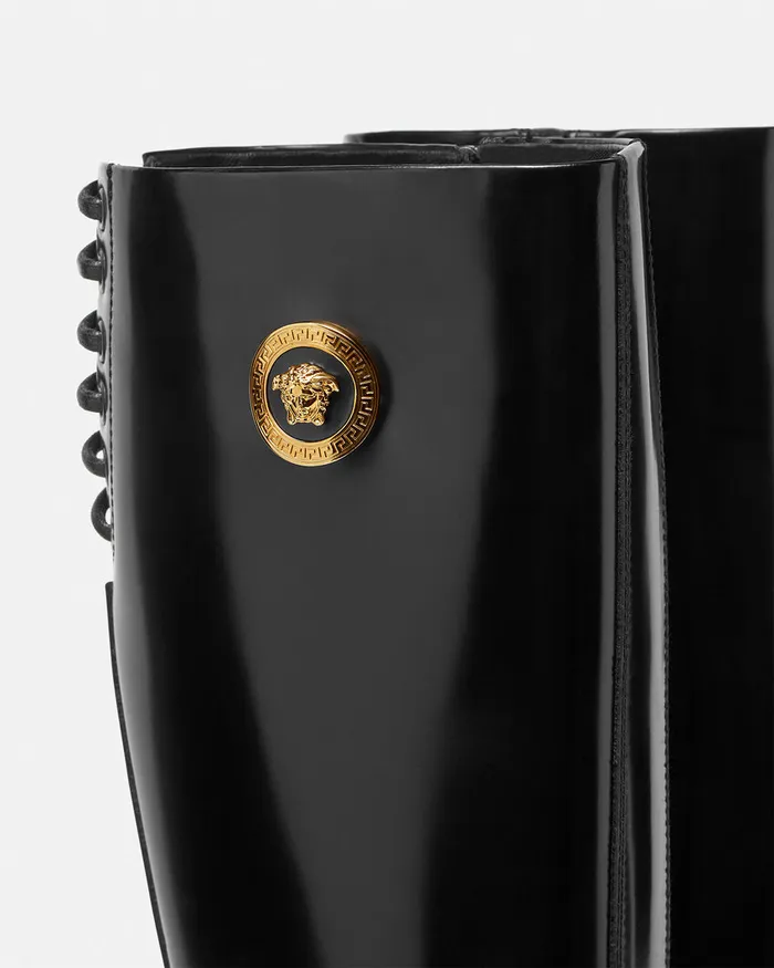 Boots Women Versace Alia KneeHigh Boots 35 Mm Blackgold
