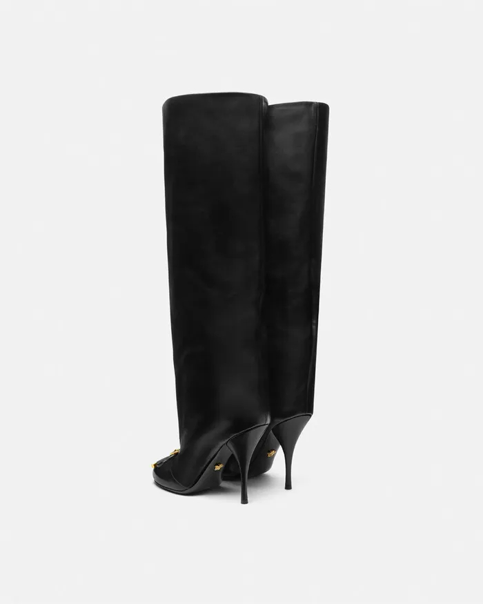 Boots Women Versace Opera Bow KneeHigh Boots 105 Mm Blackgold
