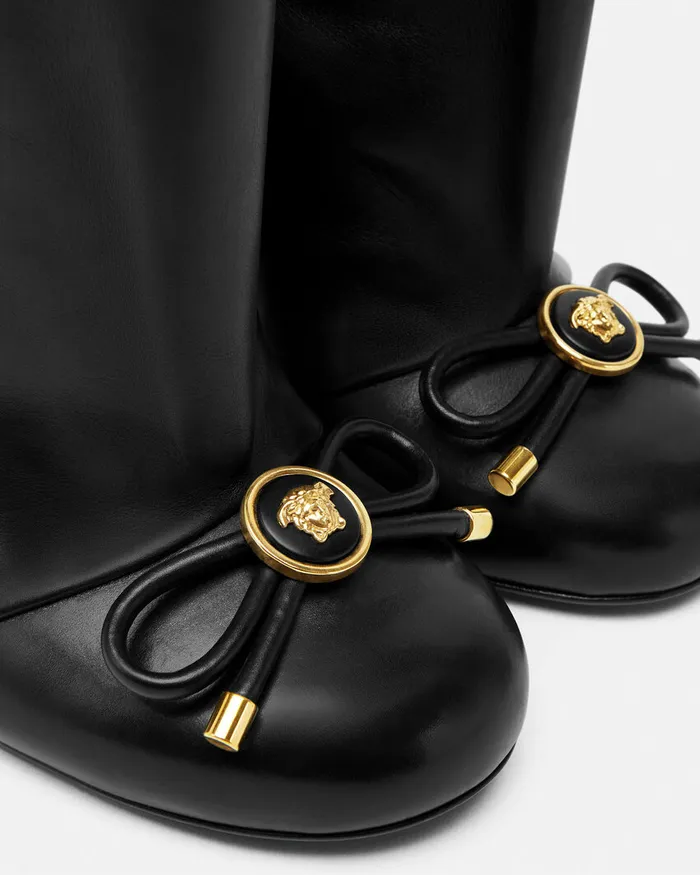 Boots Women Versace Opera Bow KneeHigh Boots 105 Mm Blackgold