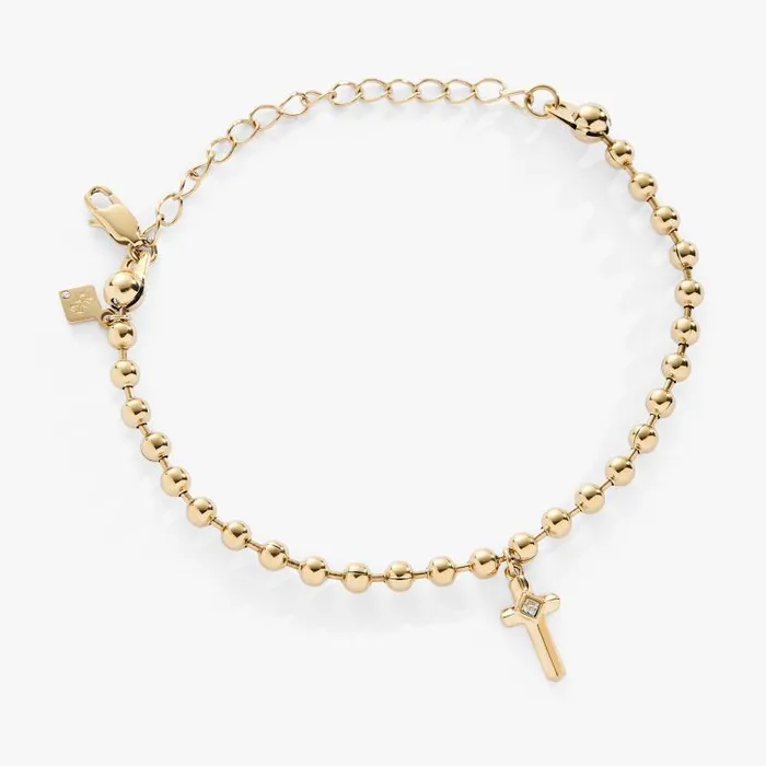 Bracelets Women Alex And Ani Cross Ball Chain Bracelet Stainless Steel Gold