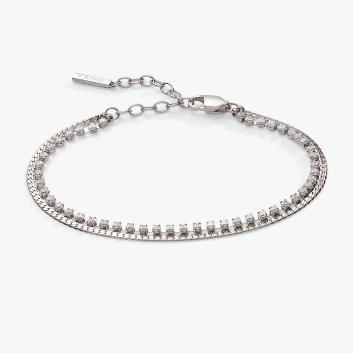 Bracelets Women Alex And Ani Double Strand Crystal Tennis Chain Bracelet Stainless Steel Gold