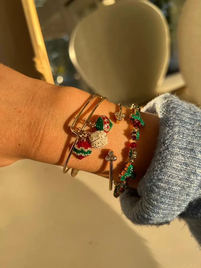 Bracelets Women Alex And Ani Holiday Holly Beaded Bangle Shiny Gold