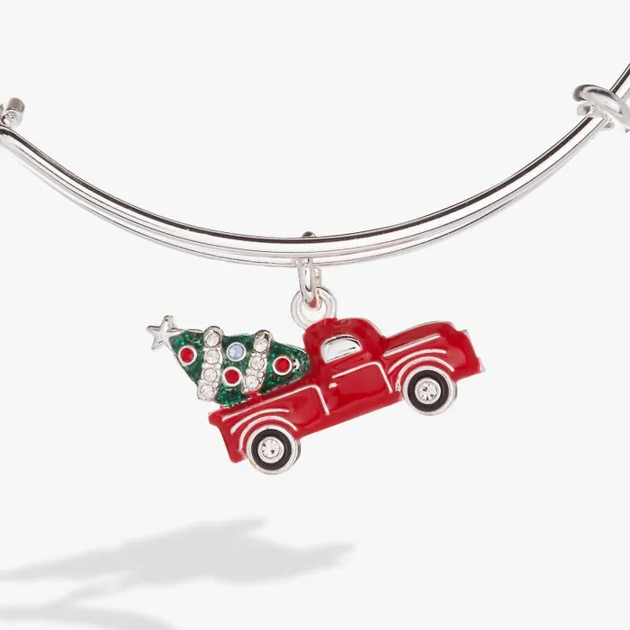 Bracelets Women Alex And Ani Holiday Truck Charm Bangle Shiny Silver