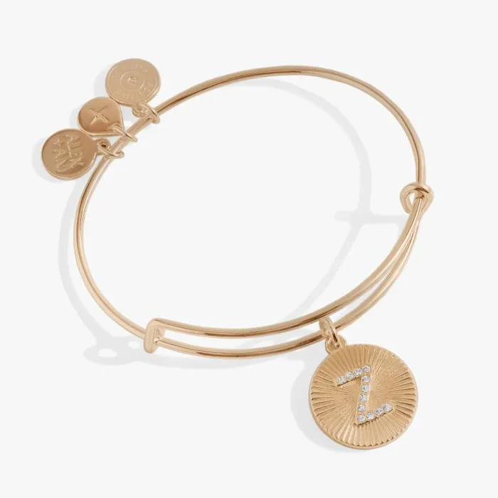 Bracelets Women Alex And Ani Initial Z Pave Starburst Texture Bangle Gold