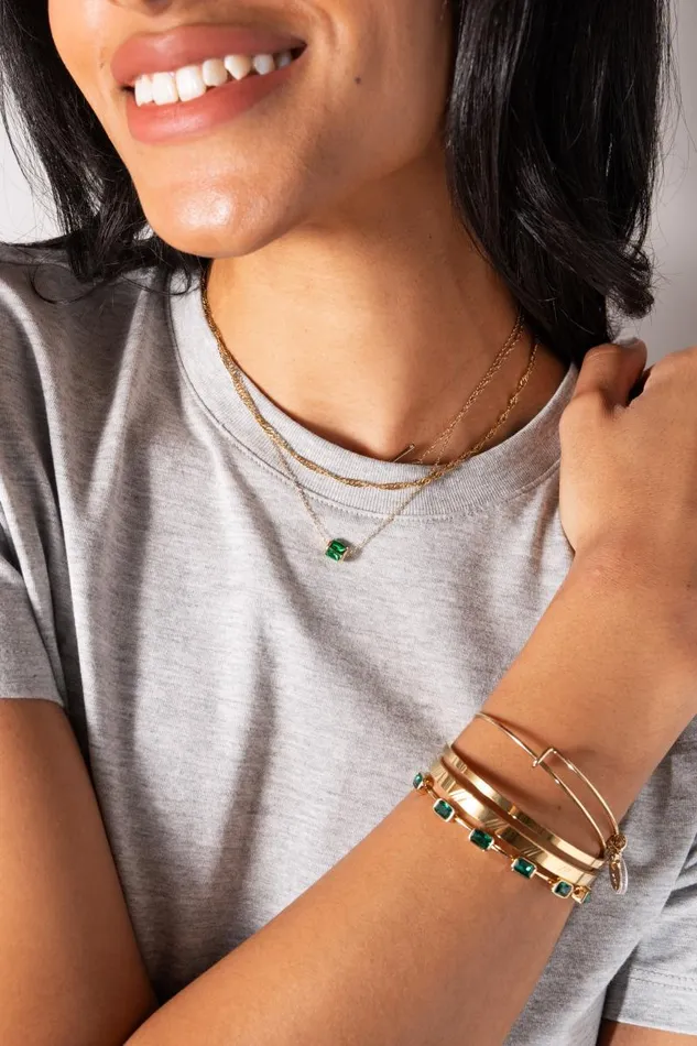 Bracelets Women Alex And Ani May Birthstone Emerald Cut Bangle Gold