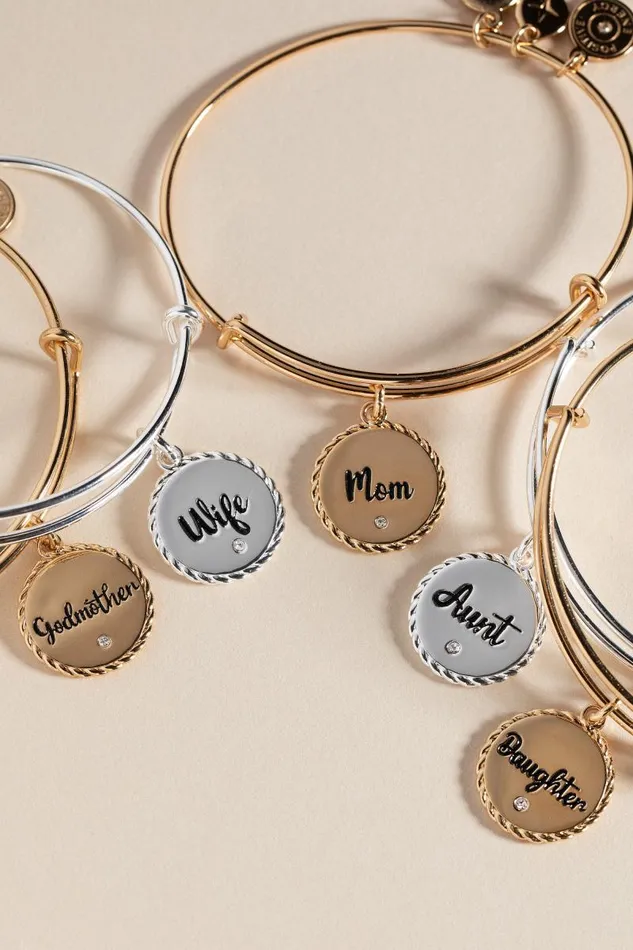 Bracelets Women Alex And Ani Mom Charm Bangle Gold