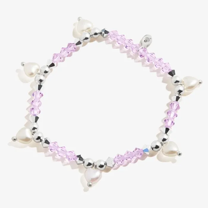 Bracelets Women Alex And Ani Pearl Hearts Stretch Bracelet Silver