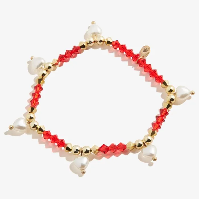Bracelets Women Alex And Ani Pearl Hearts Stretch Bracelet Silver